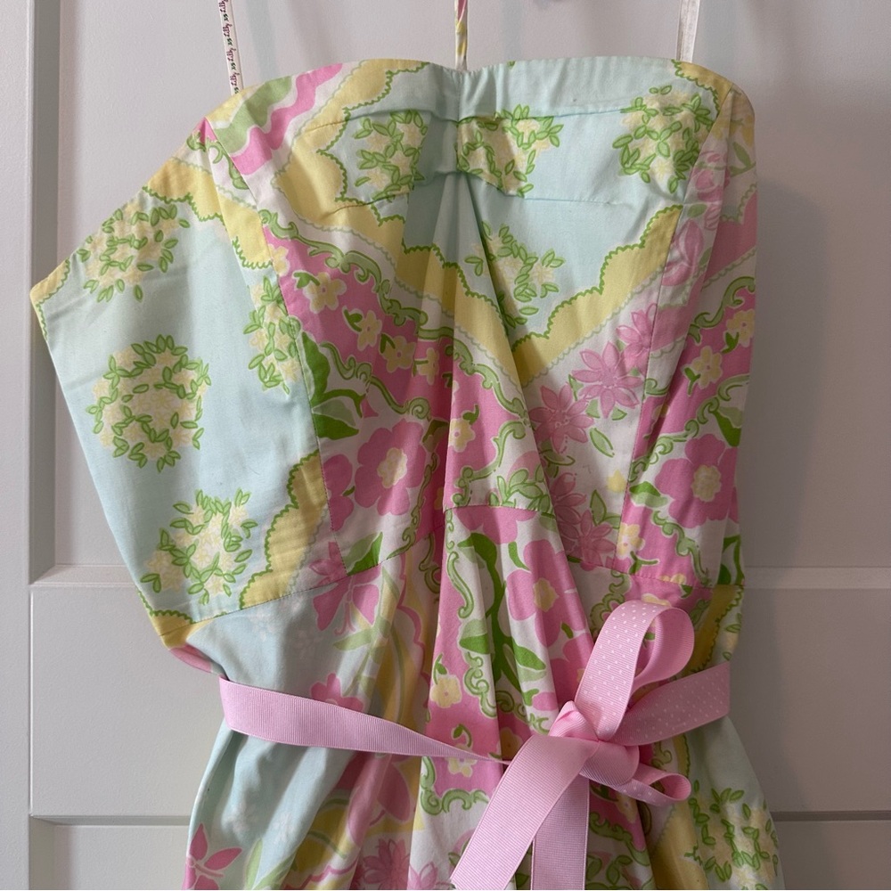 Lilly Pulitzer Pastel Floral Halter Dress Size 14 Cotton Fit & Flare - Picture 3 of 8